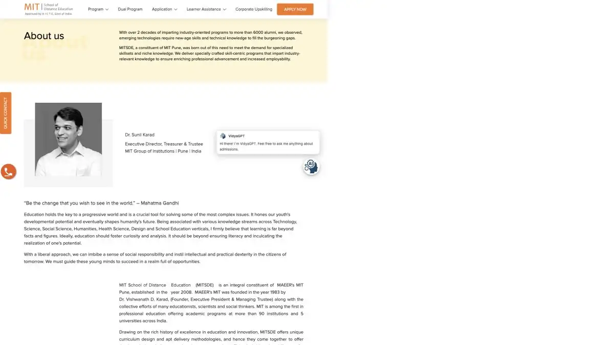 MIT School of Distance Education official website reference screenshot