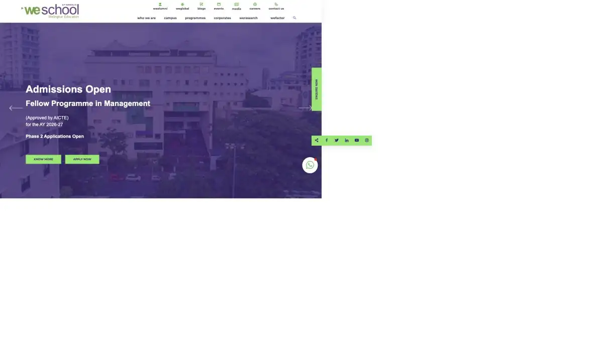 Welingkar official website reference screenshot