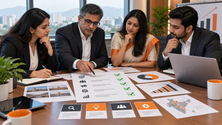 Business leaders reviewing a digital marketing proposal checklist