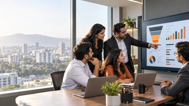 Pune business team reviewing a qualified digital lead-generation pipeline