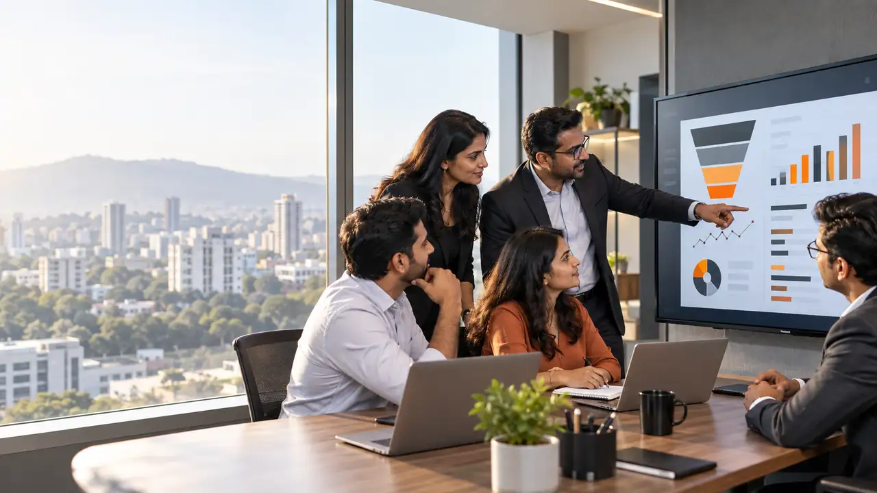 Pune business team reviewing a qualified digital lead-generation pipeline