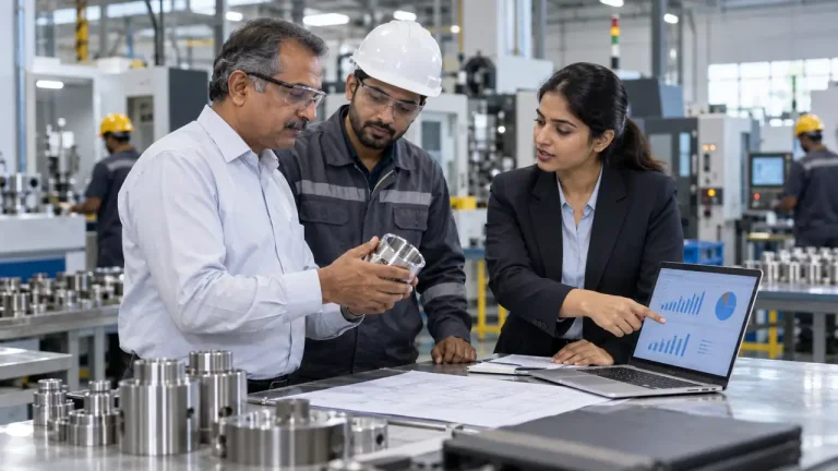 Pune manufacturing team reviewing a B2B digital marketing campaign