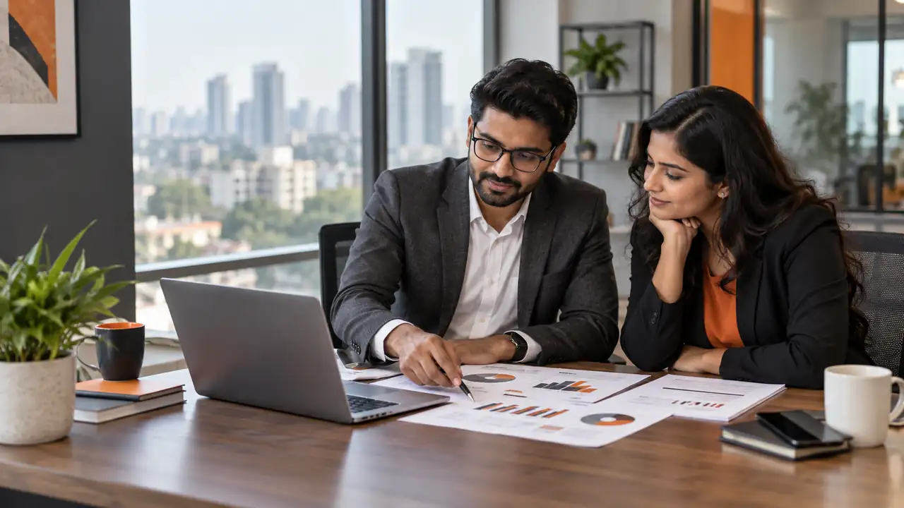 Pune business owner reviewing digital marketing packages and campaign budgets