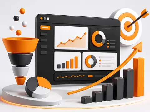 Performance marketing conversion and ROI analytics illustration