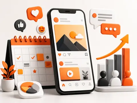 Social media content and community management illustration